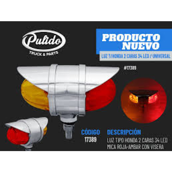 LUZ TIPO HONDA AMBAR/ROJO 2 CARA C/VISERA 34 LED