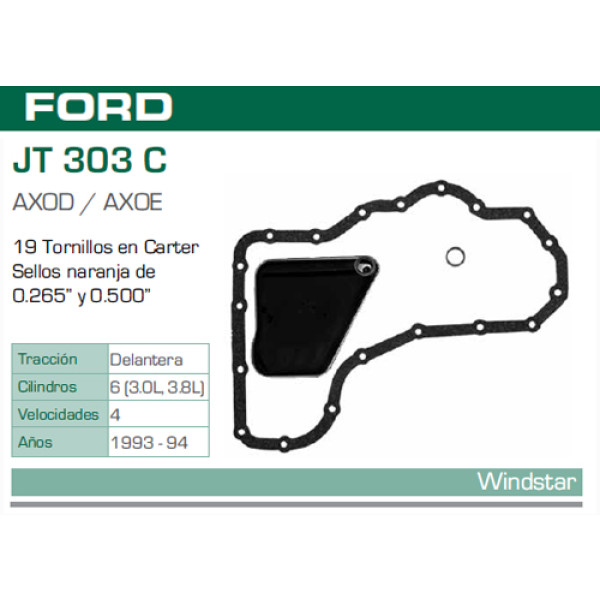 FILTRO Y EMPAQUE WINDSTAR V6 3.0, 3.8 93-94