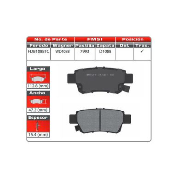 BALATA TRASERA ODYSSEY 05-06 (7993-D1088)