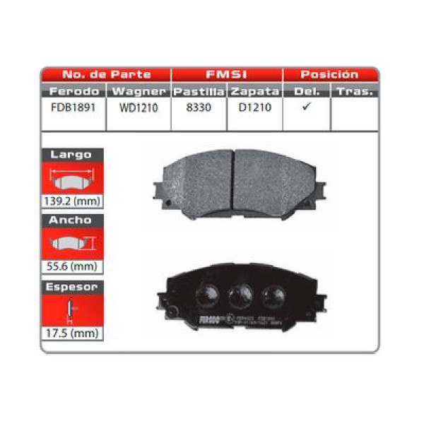 BALATA DELANTERA RAV4 06-18 (8330-D1210)