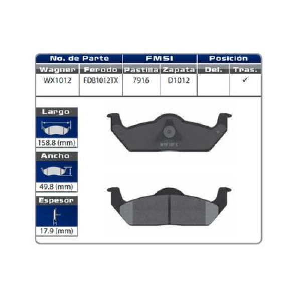 BALATA TRASERA LOBO,F150 04/ (7916-D1012)