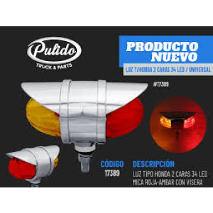 LUZ TIPO HONDA AMBAR/ROJO 2 CARA C/VISERA 34 LED - 17389