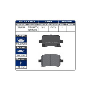BALATA PONTIAC G5 2007 - WD1028