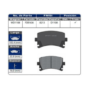 BALATA TRASERA JETTA 06/ (8213-D1108) - WD1108