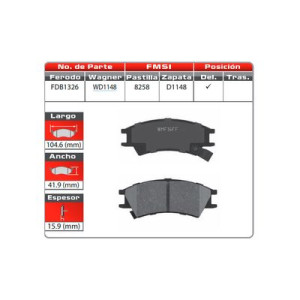 BALATA DELANTERA DE ATOS 1.0 00-01 (8258-D1148) - WD1148