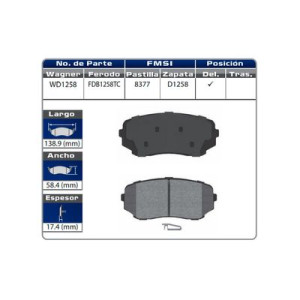 BALATA DELANTERA CX7,9 07/08 (8377-D1258) - WD1258