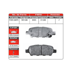 BALATA TRASERA ROGUE 08-11 (8405-1288) - WD1288