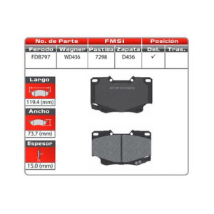 BALATA DELANTERA TACOMA 99-04 (7298-D436) - WD436