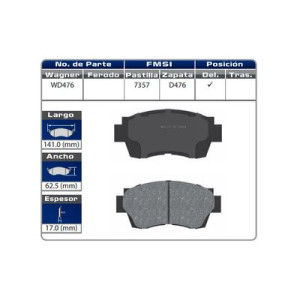 BALATA DELANTERO SIENNA 98-03 (7357-D476) - WD476