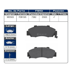 BALATA DELANTERA ACCORD V6 00-02 (7382-D503) - WD503