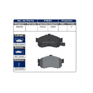 BALATA TRASERA ALTIMA 96-97 (7421A-D595) - WD595