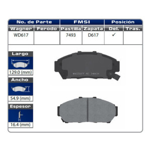 BALATA DELANTERA ACURA INT 01-94 (7493-D617) - WD617